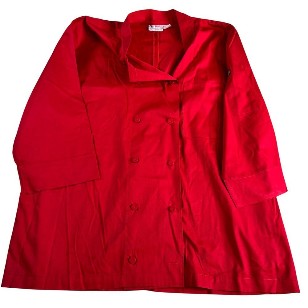 Chef Works Red Chef Coat Jacket XL Double Breasted Restaurant Kitchen Uniform